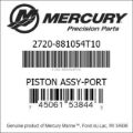 Bar codes for Mercury Marine part number 2720-881054T10