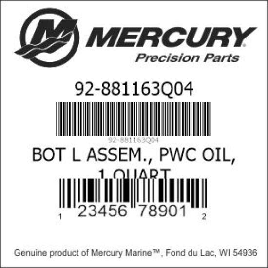 Bar codes for Mercury Marine part number 92-881163Q04