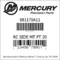 Bar codes for Mercury Marine part number 881170A11