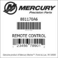 Bar codes for Mercury Marine part number 881170A6