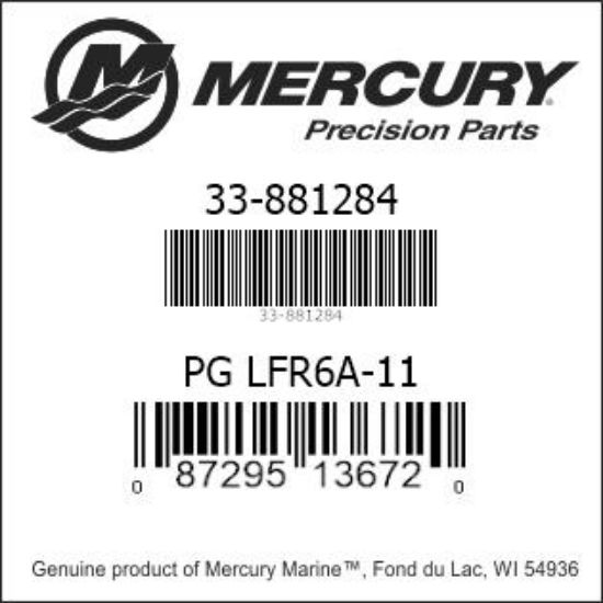 Bar codes for Mercury Marine part number 33-881284