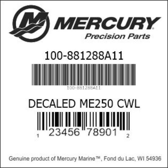 Bar codes for Mercury Marine part number 100-881288A11