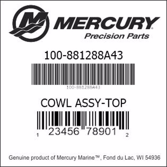 Bar codes for Mercury Marine part number 100-881288A43