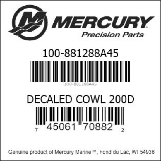 Bar codes for Mercury Marine part number 100-881288A45