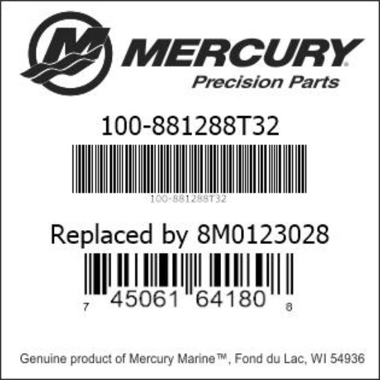 Bar codes for Mercury Marine part number 100-881288T32