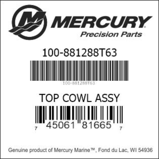 Bar codes for Mercury Marine part number 100-881288T63