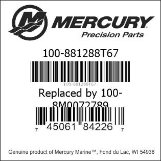 Bar codes for Mercury Marine part number 100-881288T67