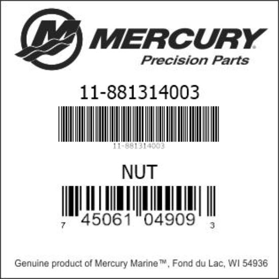 Bar codes for Mercury Marine part number 11-881314003