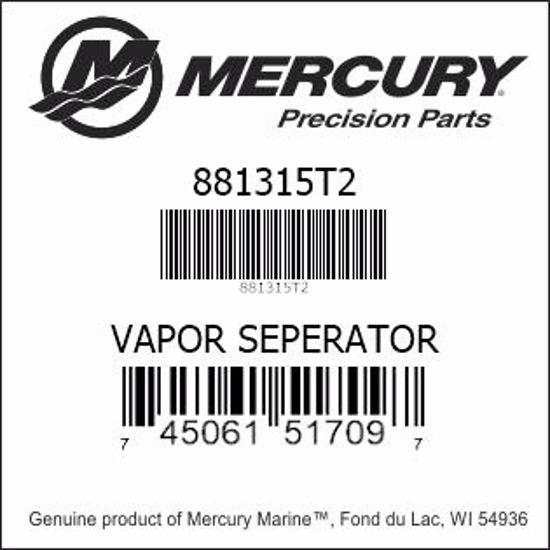 Bar codes for Mercury Marine part number 881315T2