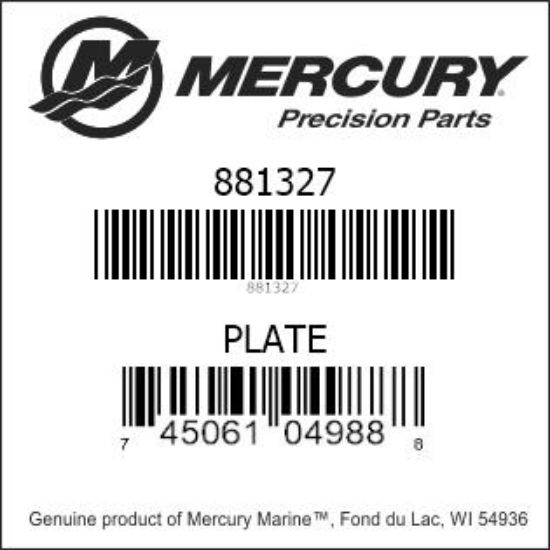 Bar codes for Mercury Marine part number 881327