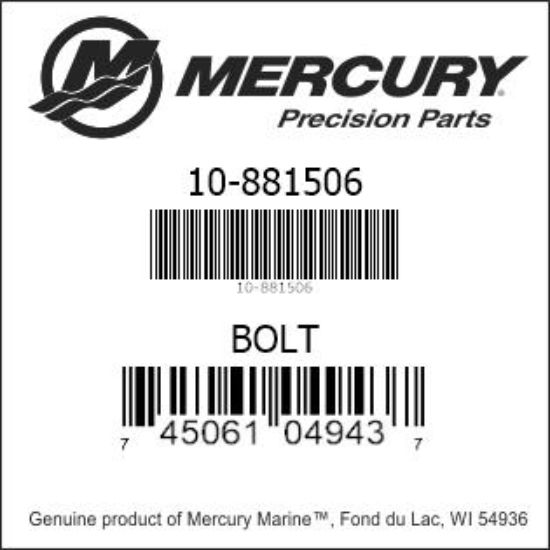 Bar codes for Mercury Marine part number 10-881506