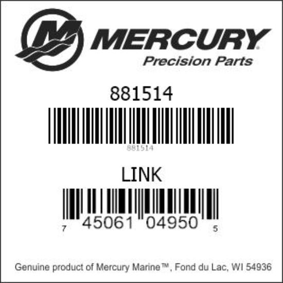 Bar codes for Mercury Marine part number 881514