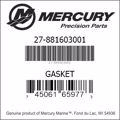 Bar codes for Mercury Marine part number 27-881603001