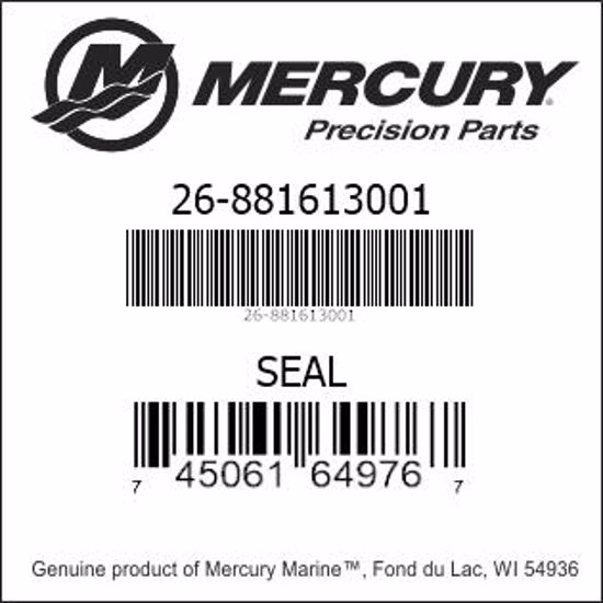 Bar codes for Mercury Marine part number 26-881613001