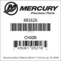 Bar codes for Mercury Marine part number 881626
