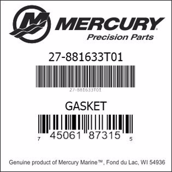 Bar codes for Mercury Marine part number 27-881633T01