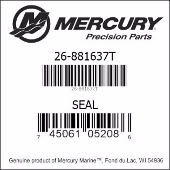 Bar codes for Mercury Marine part number 26-881637T