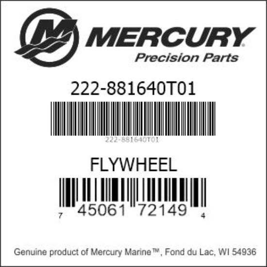 Bar codes for Mercury Marine part number 222-881640T01