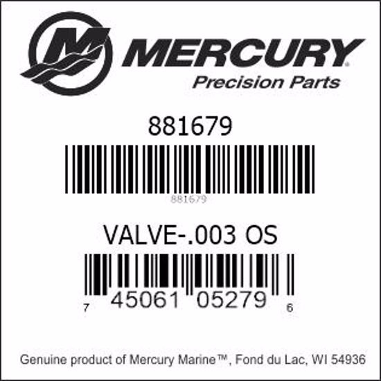 Bar codes for Mercury Marine part number 881679