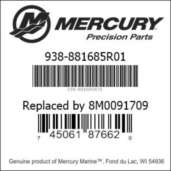 Bar codes for Mercury Marine part number 938-881685R01