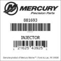 Bar codes for Mercury Marine part number 881693