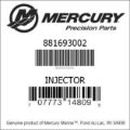 Bar codes for Mercury Marine part number 881693002