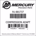 Bar codes for Mercury Marine part number 91-881737