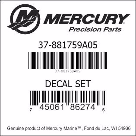 Bar codes for Mercury Marine part number 37-881759A05