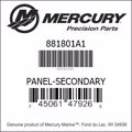Bar codes for Mercury Marine part number 881801A1