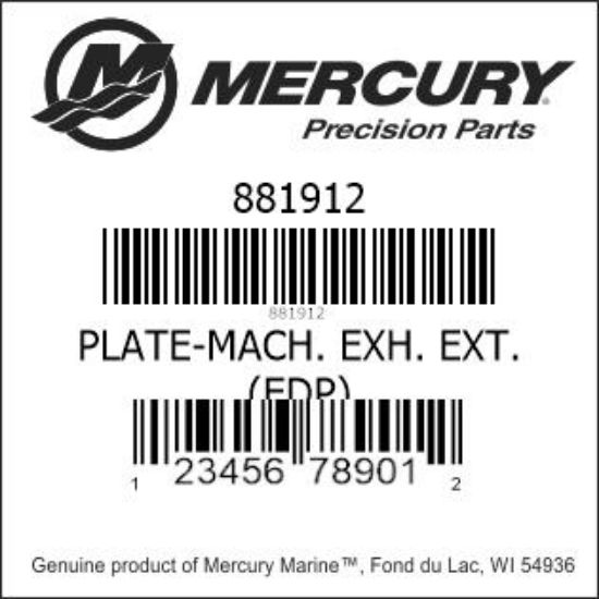 Bar codes for Mercury Marine part number 881912