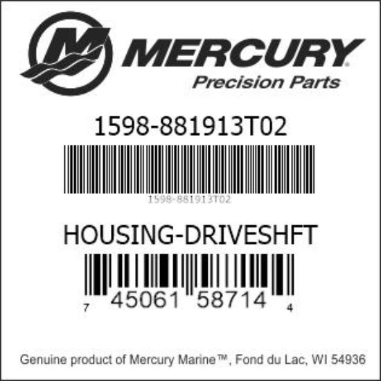 Bar codes for Mercury Marine part number 1598-881913T02