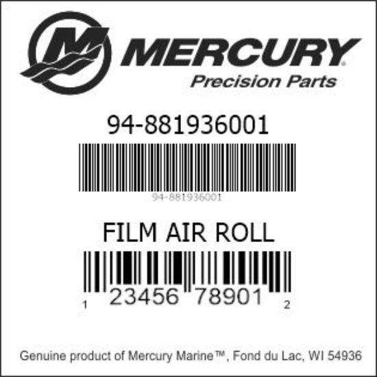 Bar codes for Mercury Marine part number 94-881936001