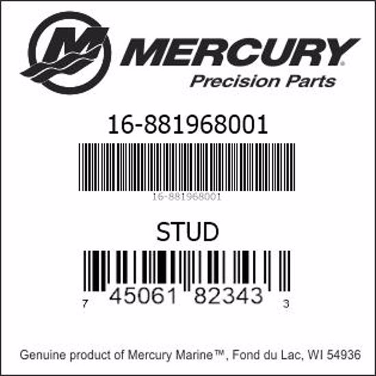 Bar codes for Mercury Marine part number 16-881968001
