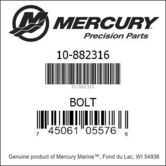Bar codes for Mercury Marine part number 10-882316