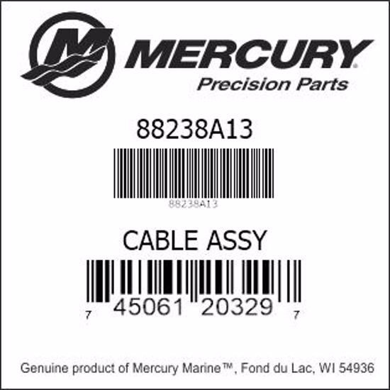 Bar codes for Mercury Marine part number 88238A13