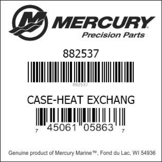 Bar codes for Mercury Marine part number 882537