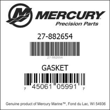 Mercury Marine part number 27-882654 GASKET Bar codes for Mercury Marine part number 27-882654