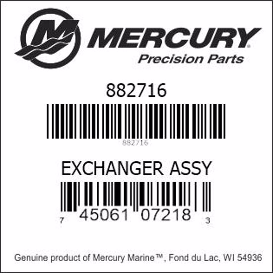 Bar codes for Mercury Marine part number 882716