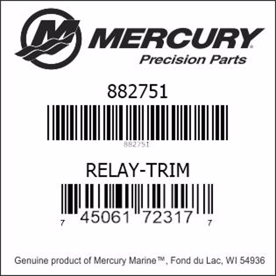 Bar codes for Mercury Marine part number 882751