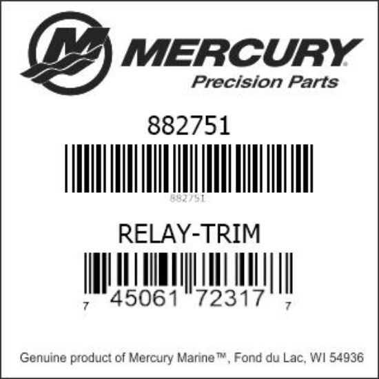 Bar codes for Mercury Marine part number 882751