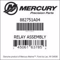 Bar codes for Mercury Marine part number 882751A04