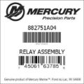 Bar codes for Mercury Marine part number 882751A04