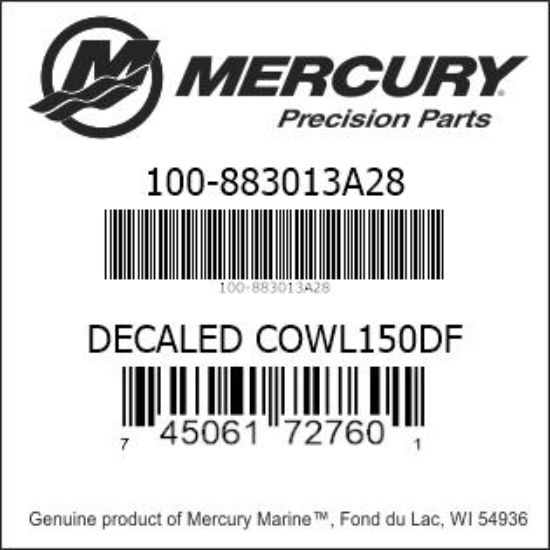 Bar codes for Mercury Marine part number 100-883013A28