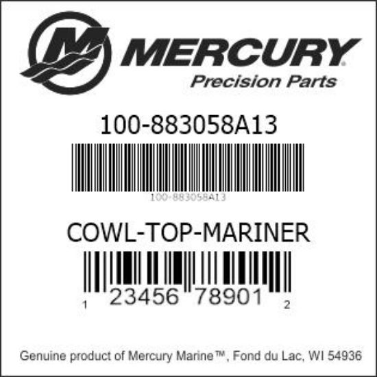 Bar codes for Mercury Marine part number 100-883058A13