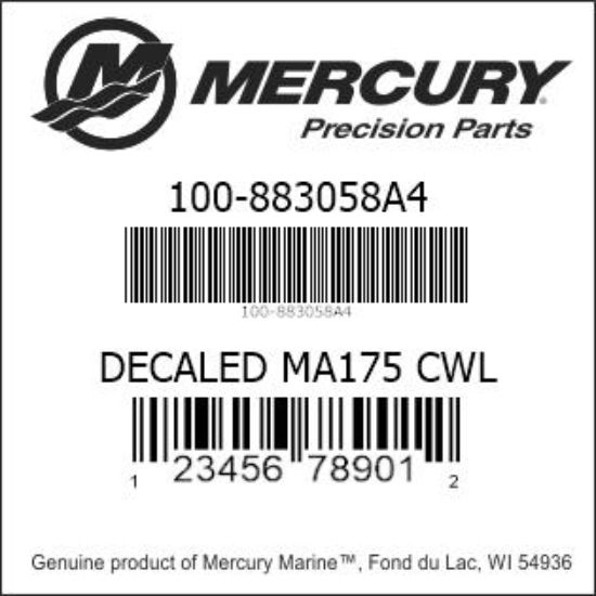 Bar codes for Mercury Marine part number 100-883058A4