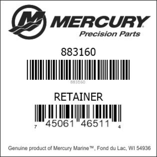 Bar codes for Mercury Marine part number 883160
