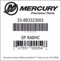 Bar codes for Mercury Marine part number 33-883323001