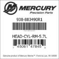 Bar codes for Mercury Marine part number 938-883490R1