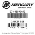 Bar codes for Mercury Marine part number 27-883599A02
