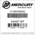 Bar codes for Mercury Marine part number 27-883599A02